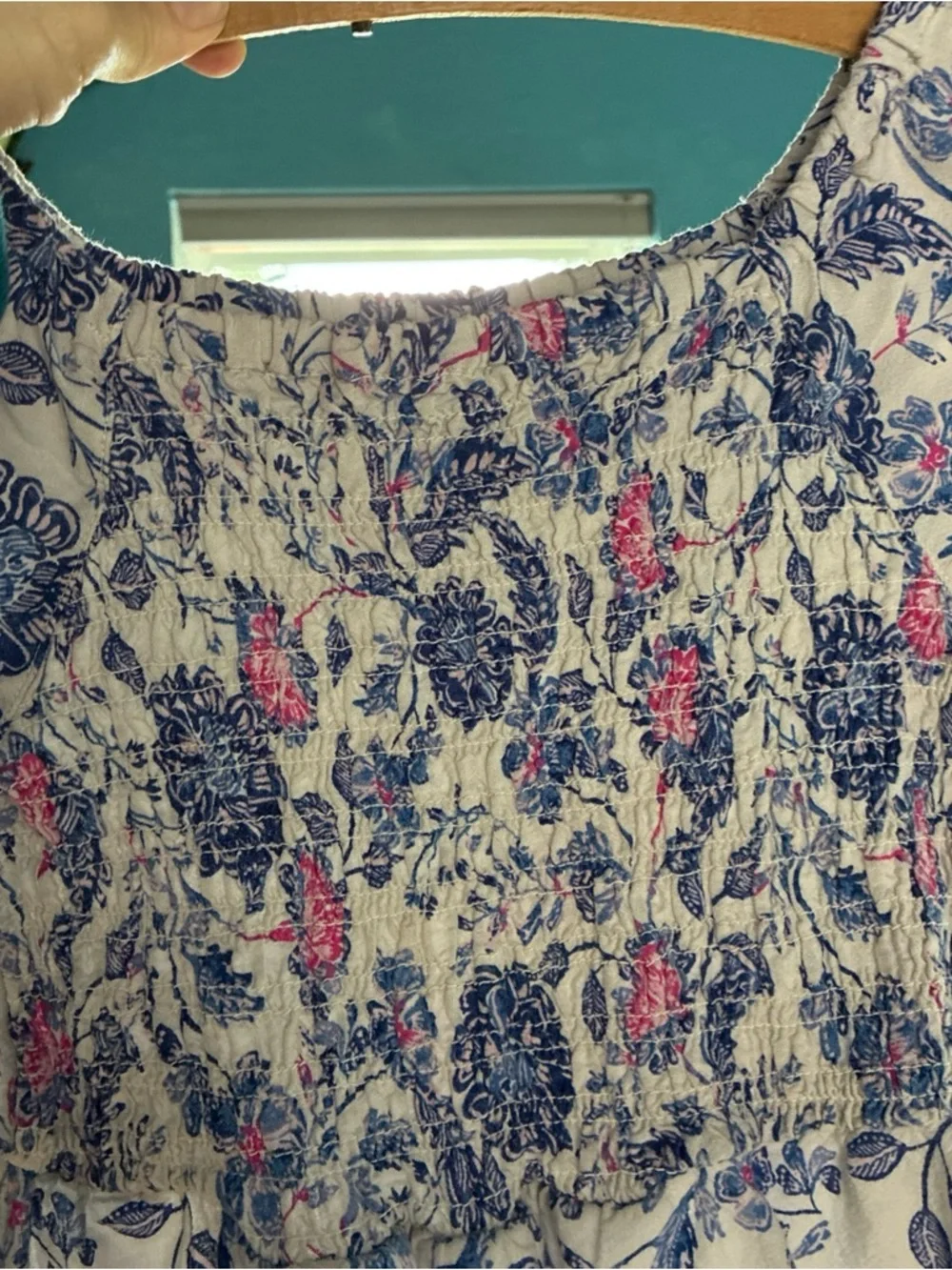 Old Navy Girls Floral Peasant Dress White Blue Pink Boho Prairie Cottage S 6-7